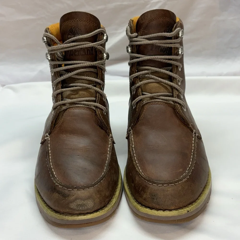 Timberland Redwood Falls Moc Toe Boots Mens 9 Rust Brown Waterproof Leather